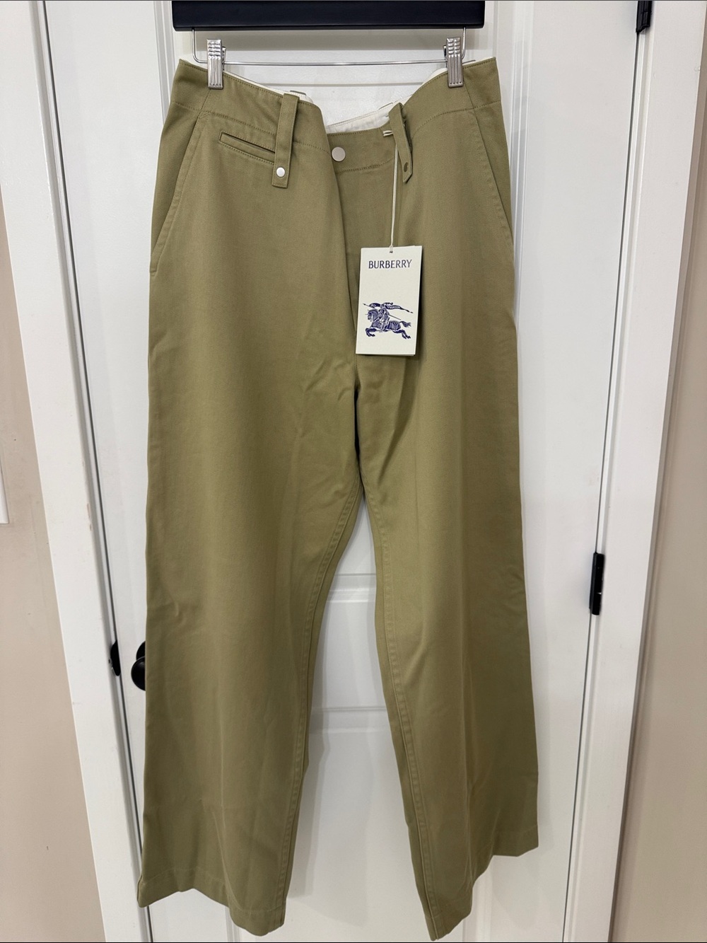 Burberry Men's Khaki Wide-Leg Cotton Pants